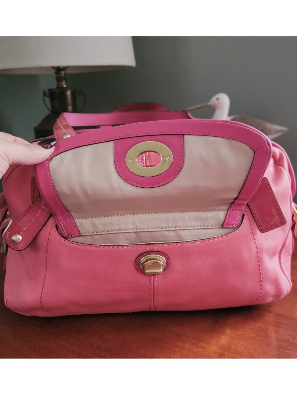 Coach 13382 Bonnie Satchel Pink Colorblock Leather Shoulder Bag Y2K - Picture 5 of 16